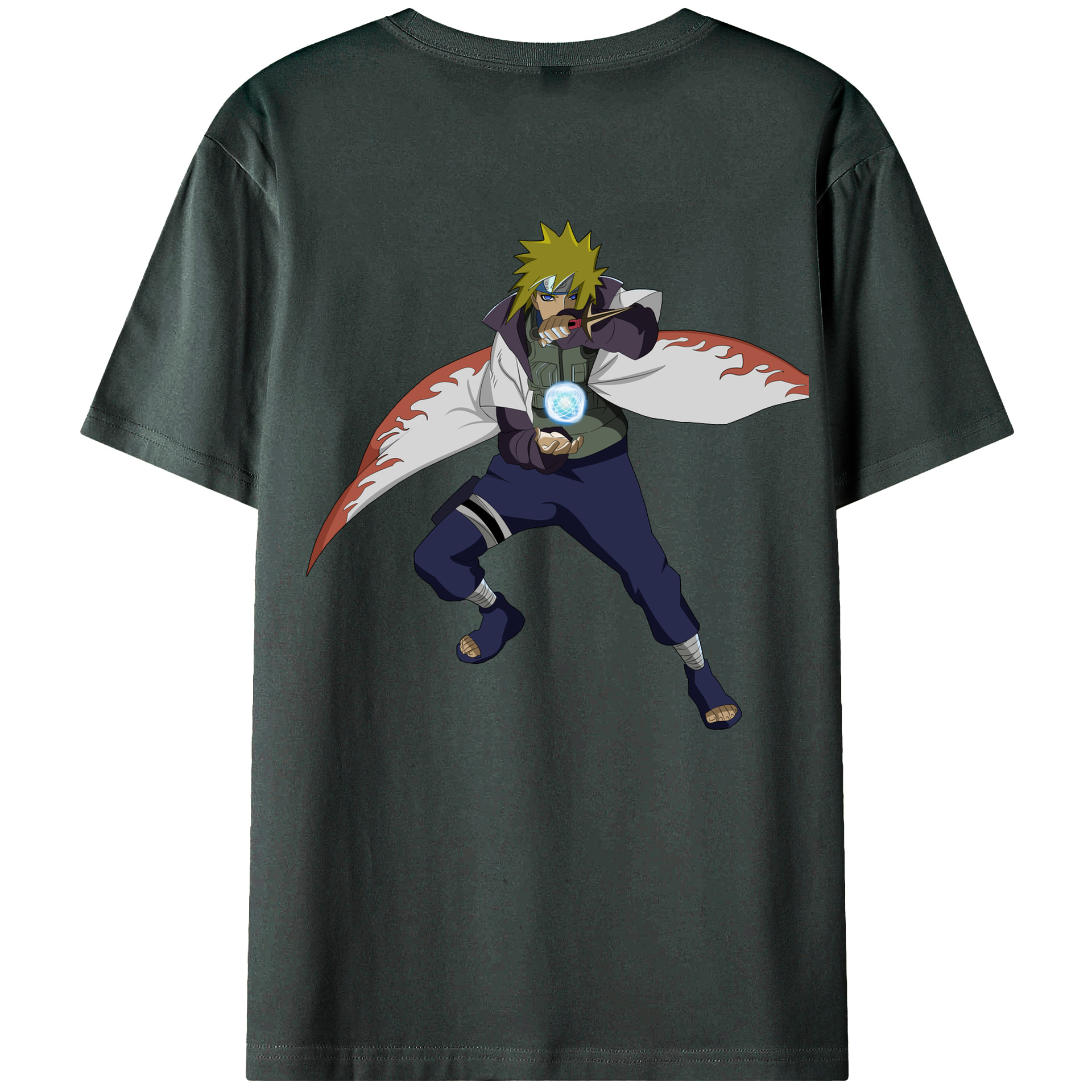 （画像用） NARUTO -ナルト- 波風 ミナト Namikaze Minato 綿100％ メンズ半袖Tシャツ（バックプリント） 通気性